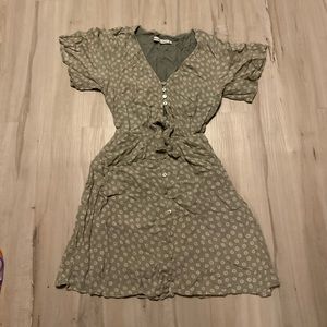 Abercrombie button front tie detail mini dress with pockets